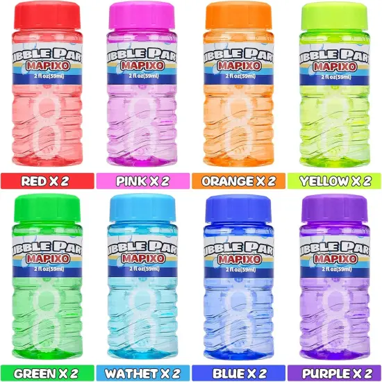 16 Pack Bubble for Kids Party Favors, Bubble Bottle with Wand Attached to The Cap, 8 Colors Bubbles Bulk Set with Gift Box, Blow Bubbles Solution Toy for Birthday, Summer, Goody Bag Stuffers Supplies {2}