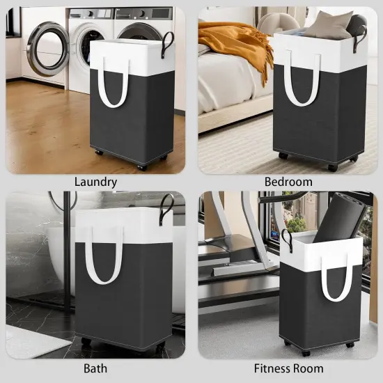 75L Rolling Laundry Hamper with Wheels, Collapsible & Waterproof Laundry Hamper, Mobile Clothes Hamper, Storage Laundry Bins with Handles for Laundry Room, Bedroom, Bathroom & Dorm {5}