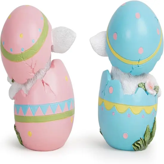 Easter Bunny Decorations Spring Easter Egg/Cup Bunny Indoor Home Decor Farmhouse Country Style Flowers Bunny Figurines (2pcs Easter Egg Rabbit Color 1) {5}