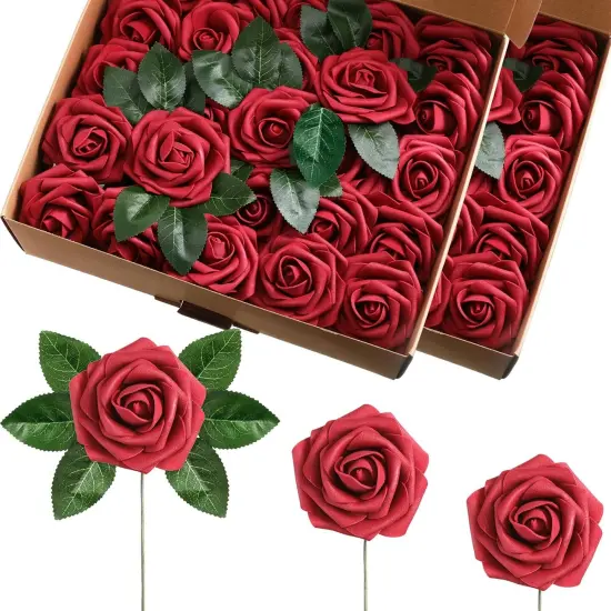 100 Pcs Artificial Flowers Real Looking Rose Flowers Bouquets {1}