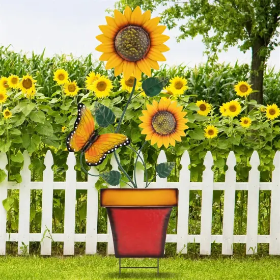 Spring Sunflower Decorative Garden Stake Yard Decor {4}