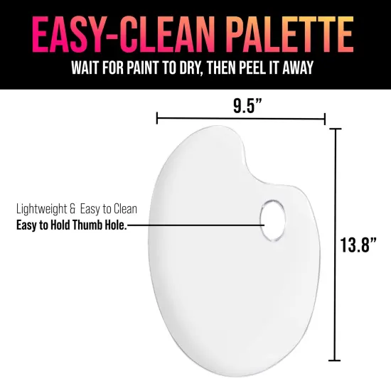 U.S. Art Supply 9.5" x 13.8" Clear Oval-Shaped Acrylic Painting Palette - Transparent Plastic Artist Paint Color Mixing Tray - Non-Stick, Easy Clean {4}