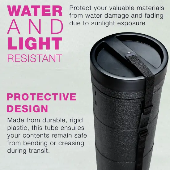 Jumbo Poster Tube - Telescoping Adjustable 36" to 62-1/2" - Durable 10-1/2" Diameter Storage Tube - Art Poster Carrier Holder & Blueprint Storage Drafting Tube Travel & Protection {4}