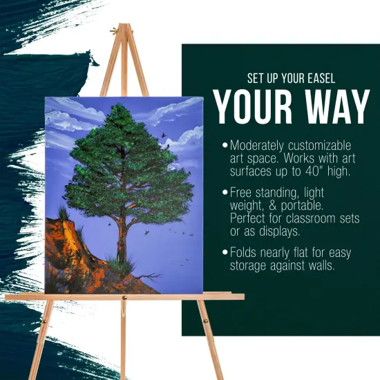 64" Wooden Easel Stand - Adjustable A-Frame Tripod for Painting, Drawing, Photos & Signs - Lightweight Easels, Wood Easel Stand for Sign Wedding Display 40" Canvas Capacity {4}