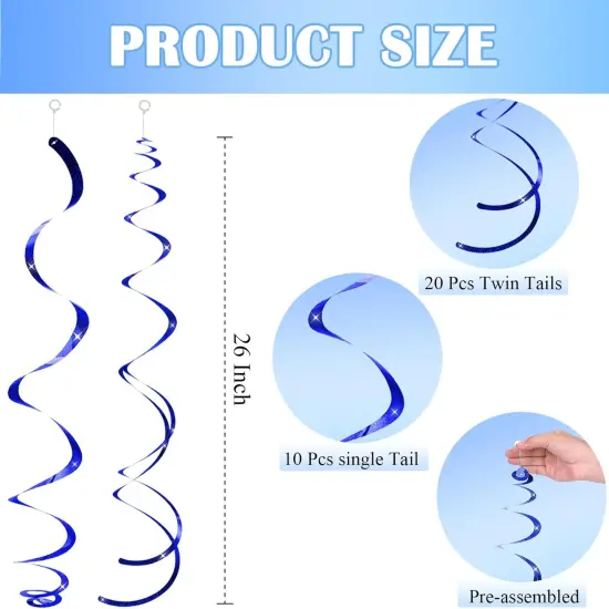 30 pcs Blue Hanging Swirls Party Decorations {2}