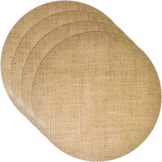 Disposable Burlap Printed Paper Place Mats 50 Pack 13.5 Round Rustic Brown Natural Chargers Coated Place Mat for Fall Spring Vintage Country Farmhouse Tan Table Setting Kitchen Party {4}