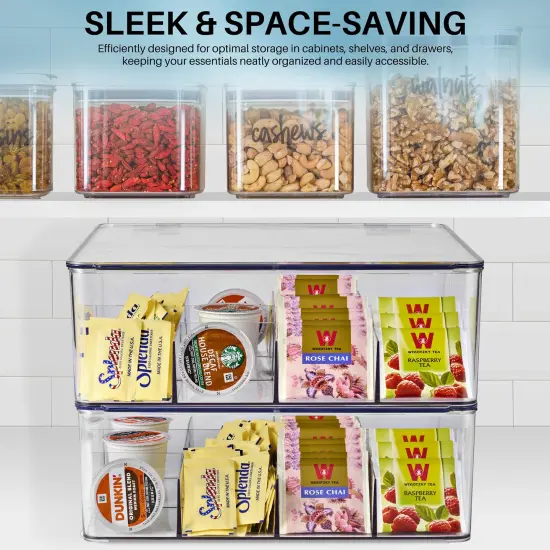 Sorbus Tea Bag Organizer, Stackable Tea Bag Storage Organizer with 12 Compartments and Hinged Lid, Plastic Tea Bag Holder for Kitchen Organizers {4}