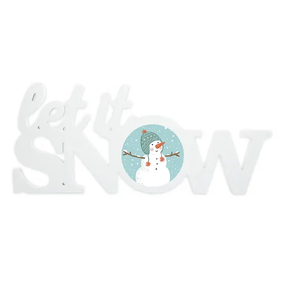 Sublimation Christmas White Coated Wood Word Blocks D&eacute;cor for Holiday&ndash; Sublimation Ready with 3.74&rdquo; Plate- Let It Snow {1}