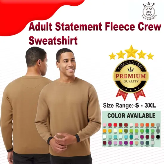 LAT® Adult Statement Fleece Crew Sweatshirt COYOTE BRWN/ BLK {2}