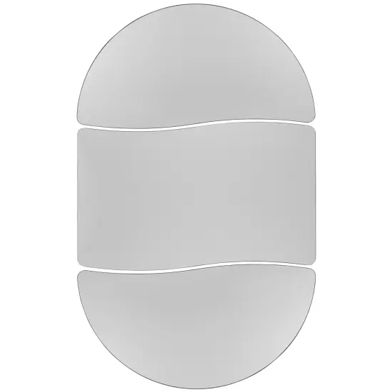 Emma and Oliver 3 Mobile Piece 76" Oval Wave Collaborative Grey Adjustable Activity Table Set Oak {12}