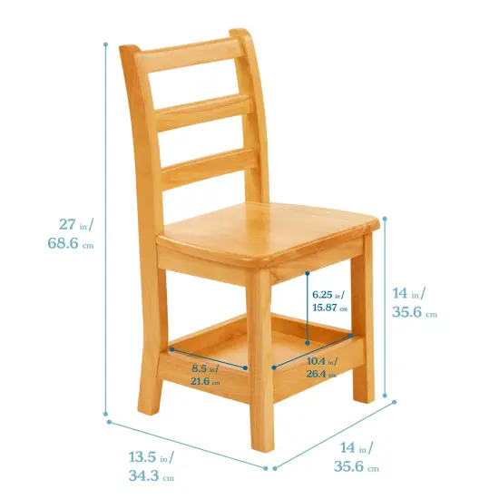 Three Rung Ladderback Chair with Storage, 2-Pack - Assembled {2}