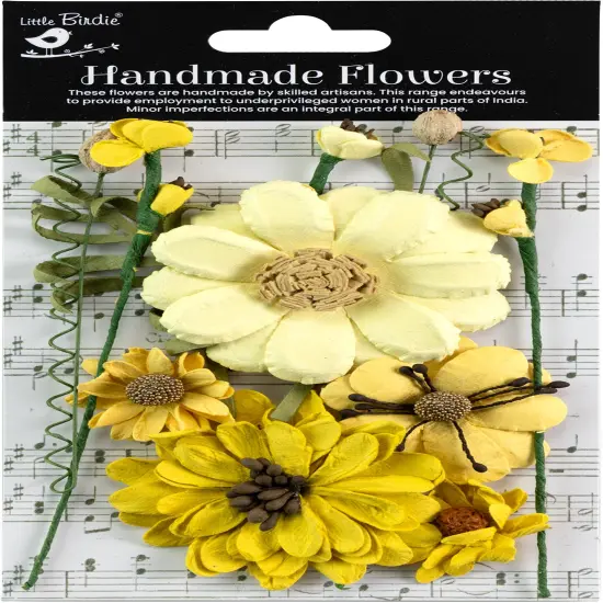 Little Birdie Heleen Paper Flowers 12/Pkg-Sunshine {1}