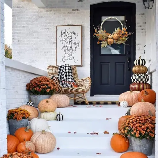 Autumn Wood Bead Pumpkin Fall Wreath {5}