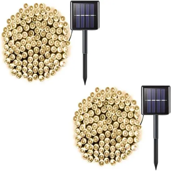 2 Pack 200 LED Solar String Lights - 85.2FT, 8 Modes (Warm White) {1}