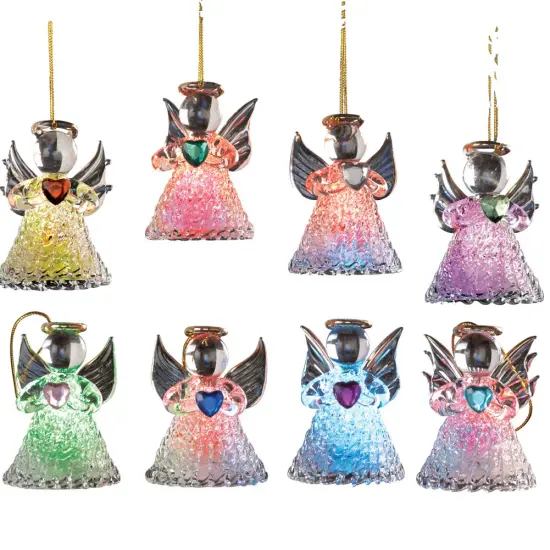 Collections Etc Color Changing Glass Angel Ornaments - Set of 8 {2}