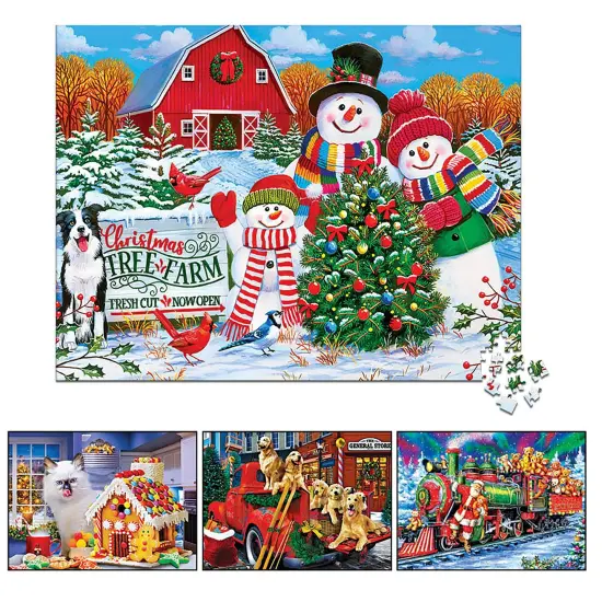Collections Etc 4-Pack Festive Holiday Puzzle Set, 500-Pieces Each {2}
