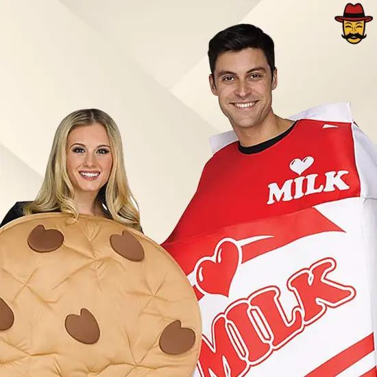 Milk and Cookie Adult Couples Costume Set Food Tunics Funny Halloween Party Outfit {4}