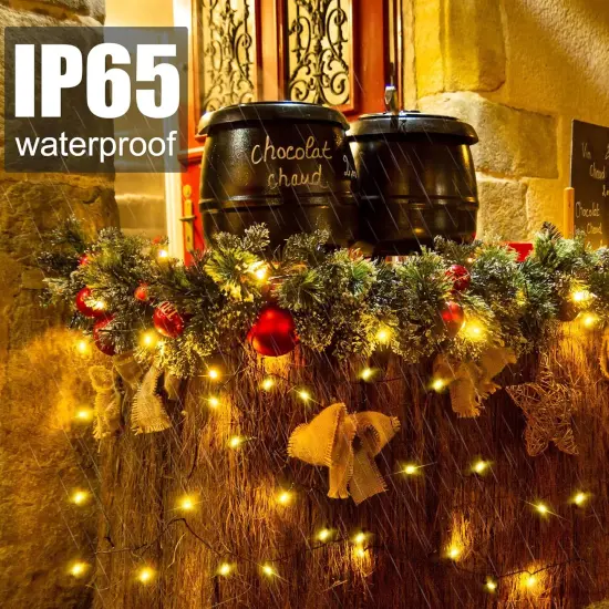 Solar String Lights with 8 Modes - 39Ft, 100 LED (Warm White) {4}