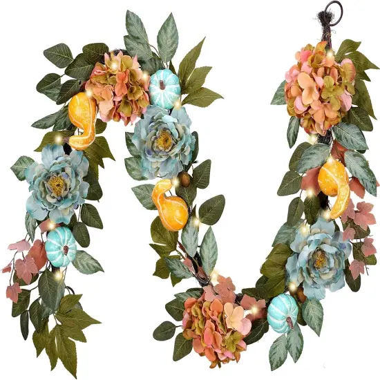 Fall Garland with Lights for Mantle {1}