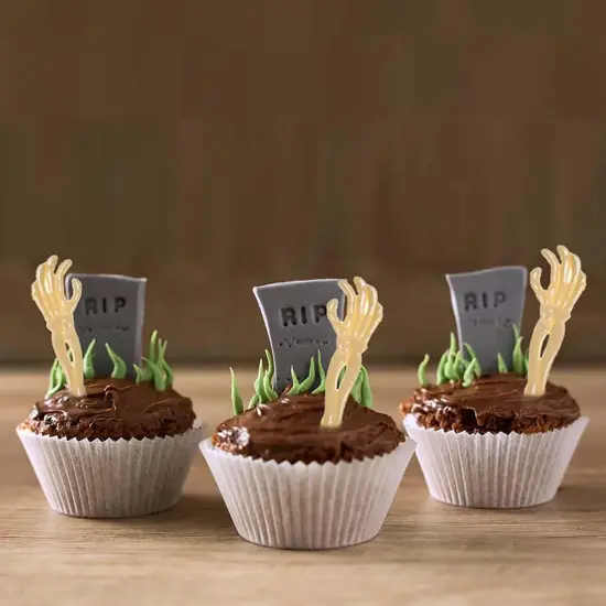 4E's Novelty 72 Pcs Zombie Hand Cupcake Toppers &ndash; 5" Plastic Skeleton Hands for Halloween Cupcakes, Cakes, Cocktails & Party Decor, Spooky Picks for Haunted House, Day of the Dead & Horror Themes {3}