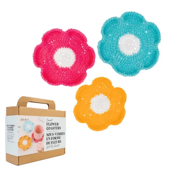 John Bead Floral Crochet DIY Kit for Beginners Flower Coasters {1}