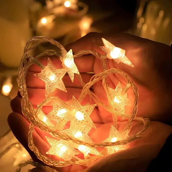 Star String Lights Battery Operated - 20 FT, 40 LED (Warm White) {2}