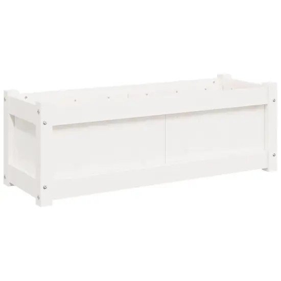 vidaXL Garden Planter White 35.4"x12.2"x12.2" Solid Wood Pine {2}