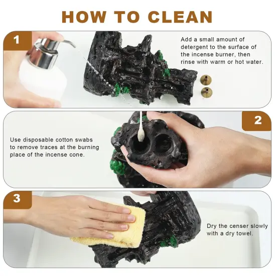 Incense Burner, Backflow Holder Waterfall 2 Sides, with 120 Cones, 30 Sticks, Aromatcherapy Ornamen {3}