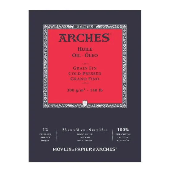 Arches Oil Paper 140 lb. 12 Sheet Tape-Bound Pad 9x12" {1}