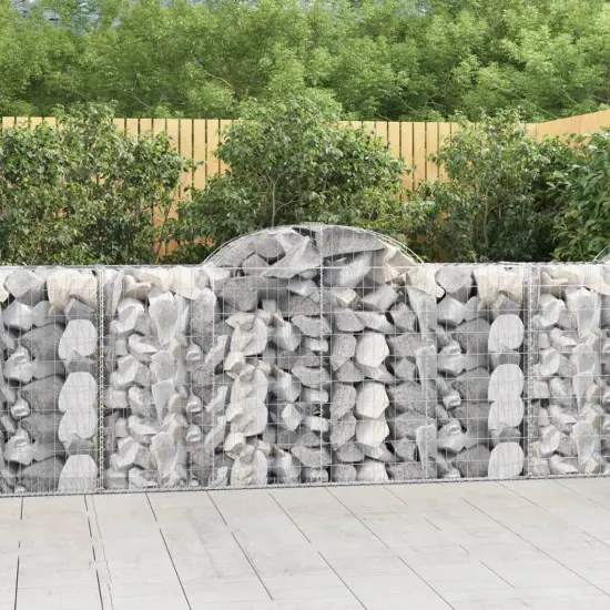 vidaXL Arched Gabion Baskets 2 pcs 78.7"x19.7"x39.4"47.2" Galvanized Iron {1}