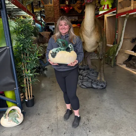 T-Rex Dinosaur Egg Hatching Life Size Statue {3}