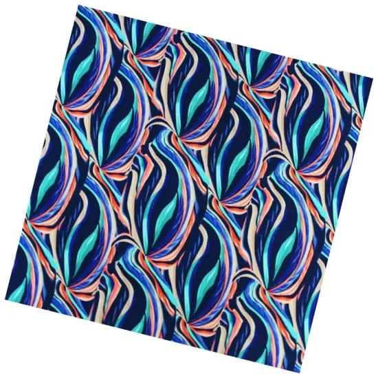 Orange and Navy Swirls Printed Spandex {4}