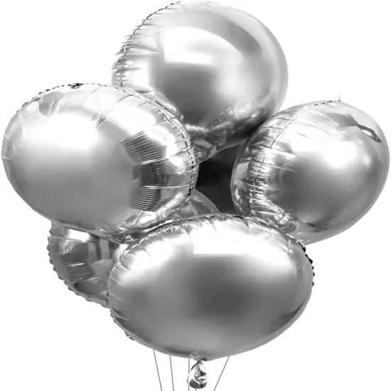 Silver Wedding Party Round Foil Mylar Balloons Helium Metallic Balloons Baby Shower Bridal Shower Engagement Birthday Party Favors Balloons Decorations, 25pc {1}