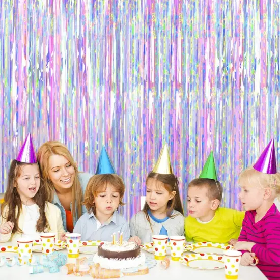 2pcs 3ft x 8.3ft Shiny Corlorful Metallic Tinsel Foil Fringe Curtains Photo Booth Props for Engagement Bridal Shower Bachelorette Baby Shower Bachelorette Holiday Celebration Party Decorations {5}