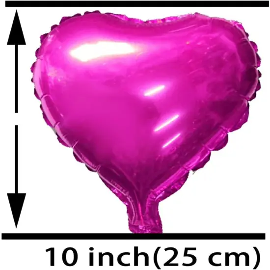 Hot Pink Heart Foil Mylar Balloons - Valentines Day Party Wedding Bachelorette Anniversary Birthday Bridal Shower Party Favors Balloons Decorations, 50pc {2}