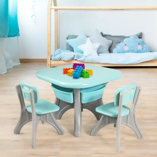 Kids Activity Table and Chair Set Play with Storage Blue {5}
