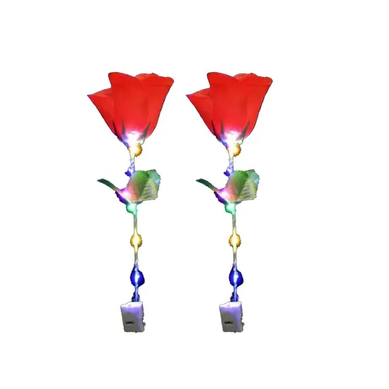 Light Up Roses 3 Function LED Fabric Rose with Plastic Stem {2}