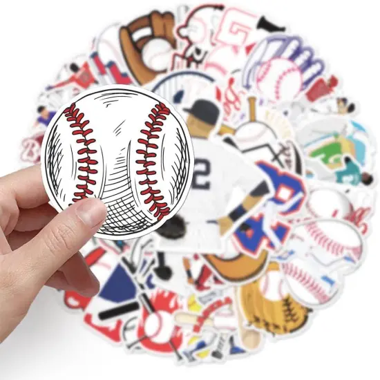 Baseball Game Stickers |50 Pcs Baseball Waterproof Vinyl Decals for Water Bottles Laptop Luggage Cup Computer Mobile Phone Skateboard Guitar Helmet Snowboard D&eacute;cor {4}