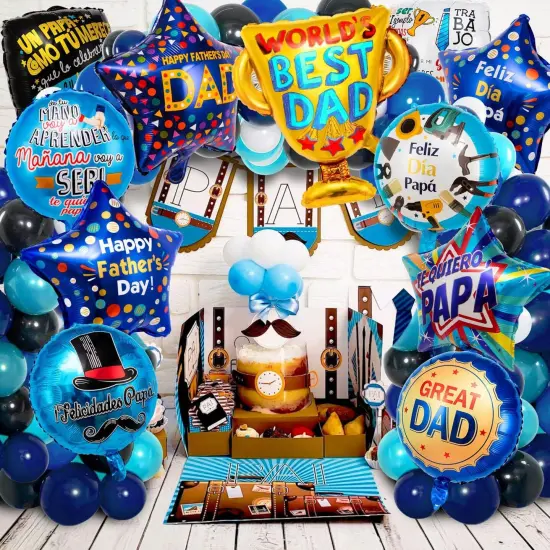Happy Father's Day Balloons, 11Pcs Premium Aluminum Foil Fathers Day Balloons, Large Size Best Dad Day Balloons for Father's Day Party Birthday Decorations Supplies {1}