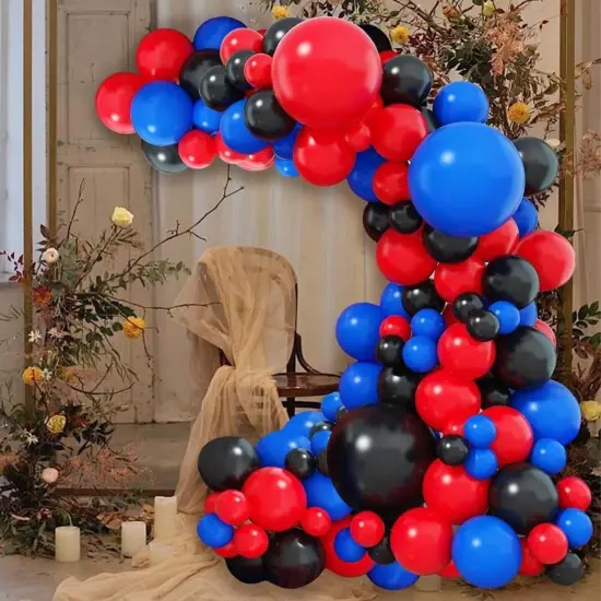 60PCS Blue Red and Black Balloons,12 inch Blue Red and Black Balloon Arch Kit Red Black and Blue Birthday Decorations,Suitable for Hero Party Birthday Shower Graduation Party Decorations {5}