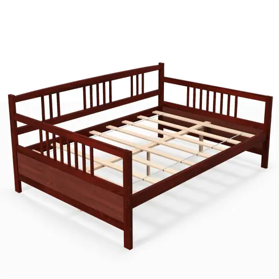 Full Size Wood Daybed with Trundle, Stylish, Sturdy and No Box-Spring White {7}