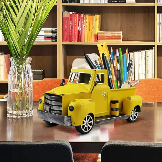 Yellow Farmhouse Car with Light Tiered Tray {5}