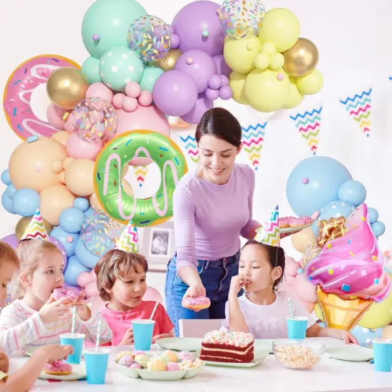 Pastel Donut Balloon Arch Garland Kit, 162pcs Donut Two Sweet One Birthday Party Supplies Girl Pastel Sprinkle Confetti Candy Ice Cream Foil Balloons for First Birthday Party Baby Shower Decoration {5}