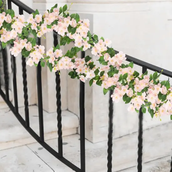 Artificial Cherry Blossom Flower Vine Hanging Champagne Cherry Blossom Flower Silk Garland Hanging Vines Faux Flowers for Outdoors Spring Wedding Party Home Table Centerpiece Arrangement Decor {4}