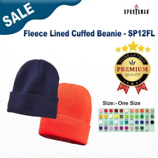 Sportsman&reg; Fleece Lined Cuffed Beanie White {3}