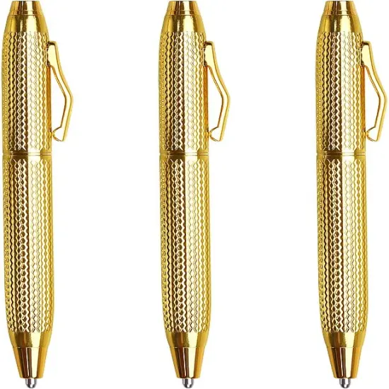 3 Pack Slim Metallic Retractable Ballpoint Pens Black Ink, Nice Gift for Business Office Students Teachers Wedding Christmas (Gold) {1}