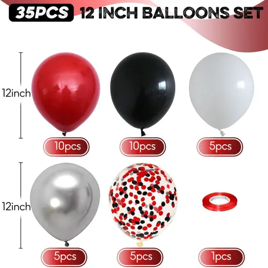 Black Red Silver Latex Balloons {3}