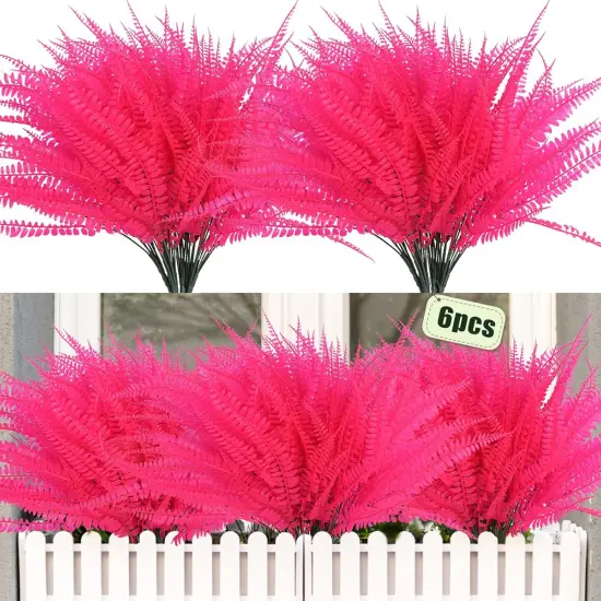 6 Pcs Artificial Boston Fern Realistic {1}