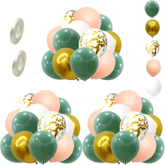 60 pcs 12 inch Green Latex Balloon Gold White Balloons Green Balloon Garland Kit Confetti Balloons for Women Birthday Wedding Engagement Bachelor Bridal Shower Party Decorations {1}