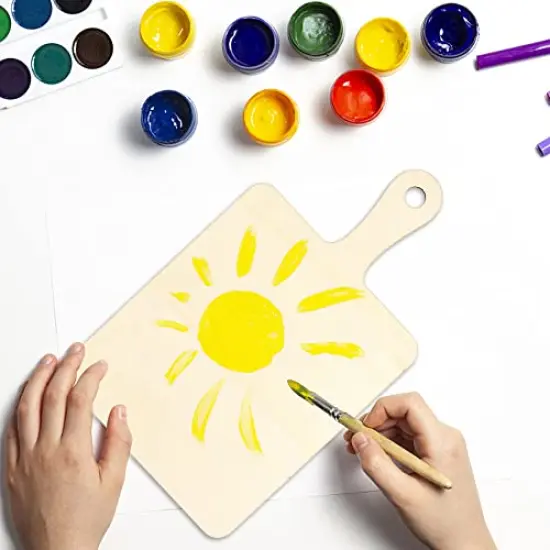 16 Pack Unfinished Wood Cutting Board Craft with Handle, Wooden Paddle Cheese Bread Board Set Chopping Board Serving Tray for Craft DIY Christmas Home Kitchen Cooking Decor (9.4" x 5.5") {2}